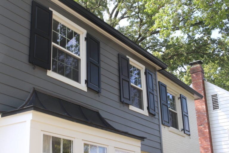 close up of night gray siding