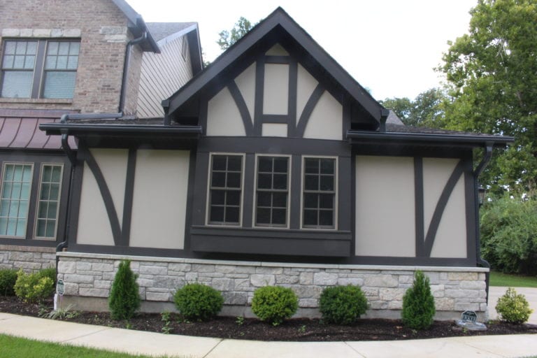 tudor hardiepanel in timber bark and khaki brown