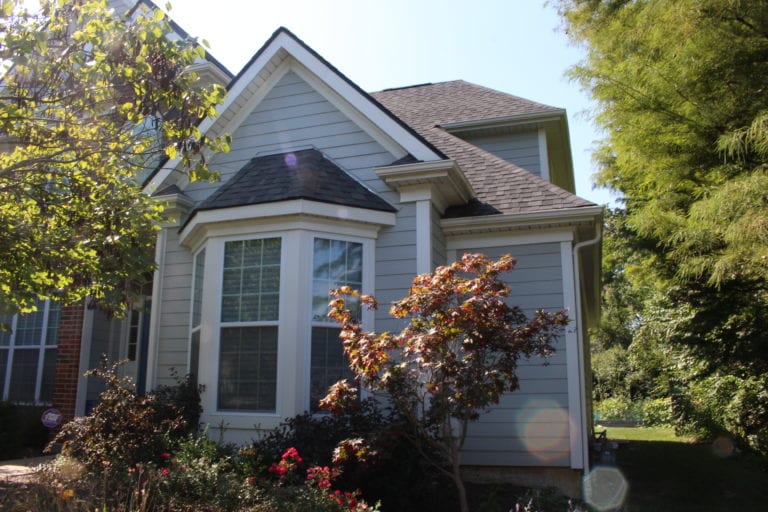 white trim around windows and corners