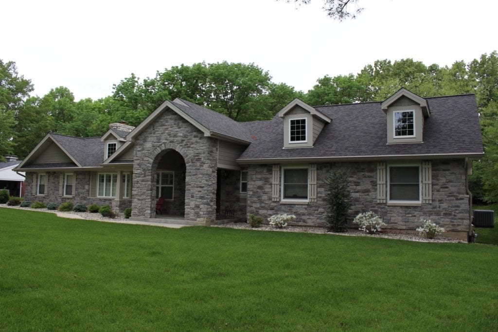 James Hardie Monterey Taupe lap siding and staggered shake in Kirkwood, Missouri
