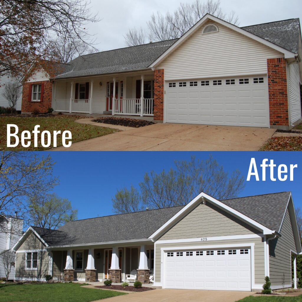 before and after front of home remodel