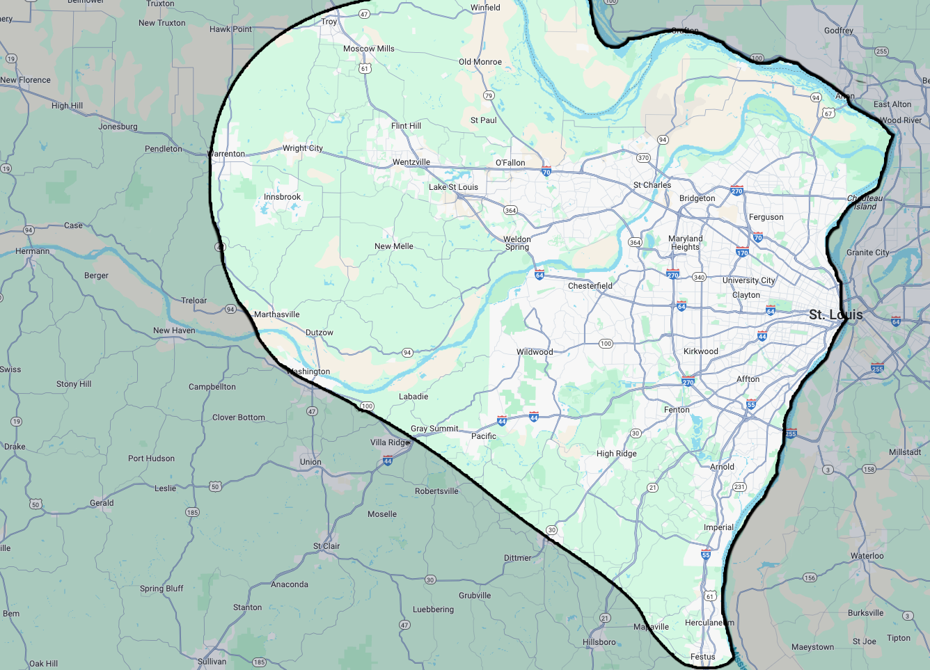 map of service locations missouri